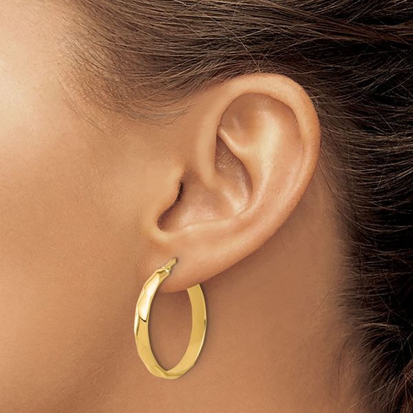 Leslie's 10K Polished Twisted Round Hoop Earrings Image 3 Crews Jewelry Grandview, MO