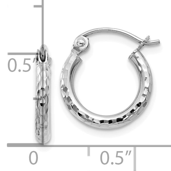 Leslie's 10k White Gold Diamond-cut 2mm Round Tube Hoop Earrings Image 4 The Hills Jewelry LLC Worthington, OH