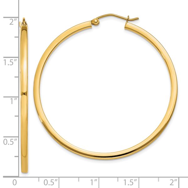 Leslie's 10k 2mm Square Tube Hoop Earrings Image 4 The Hills Jewelry LLC Worthington, OH