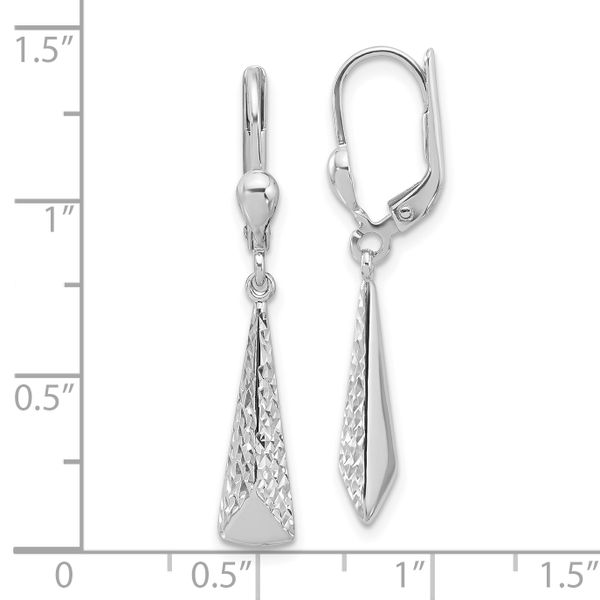 Leslie's 10K White Gold Polished/Textured Leverback Dangle Earrings Image 4 Spath Jewelers Bartow, FL