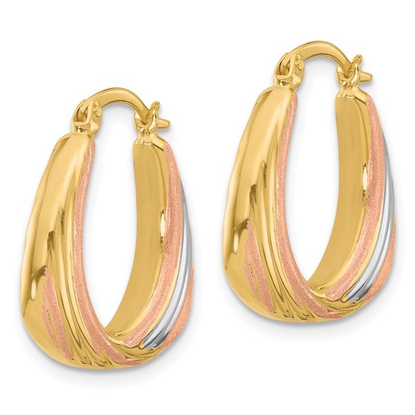 Leslie's 10K Two-tone w/White Rhodium Polished and Satin Hoop Earrings Image 2 Selman's Jewelers-Gemologist McComb, MS