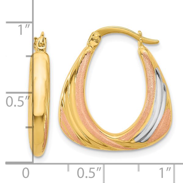 Leslie's 10K Two-tone w/White Rhodium Polished and Satin Hoop Earrings Image 4 G.G. Gems, Inc. Scottsdale, AZ