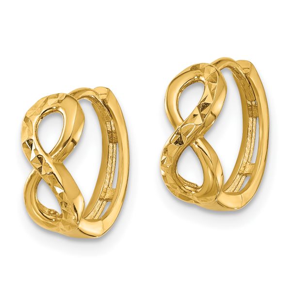 Leslie's 10K Polished and Diamond-cut Infinity Huggie Hoop Earrings Image 2 James Douglas Jewelers LLC Monroeville, PA