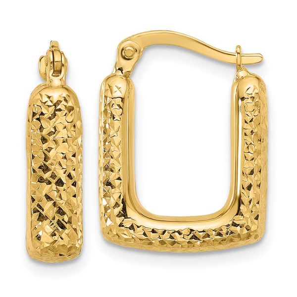 Leslie's 10K Polished and Diamond-cut Square Hoop Earrings Ware's Jewelers Bradenton, FL