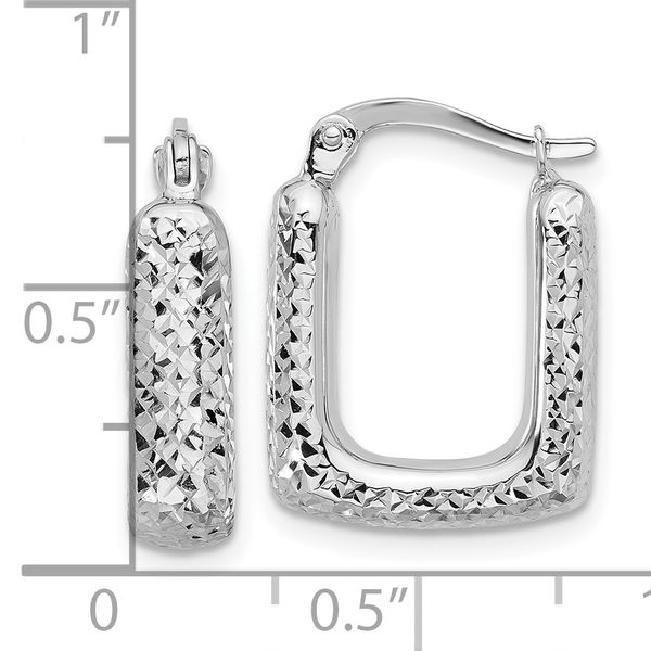 Leslie's 10K White Gold Polished and Diamond-cut Square Hoop Earrings Image 3 John E. Koller Jewelry Designs Owasso, OK