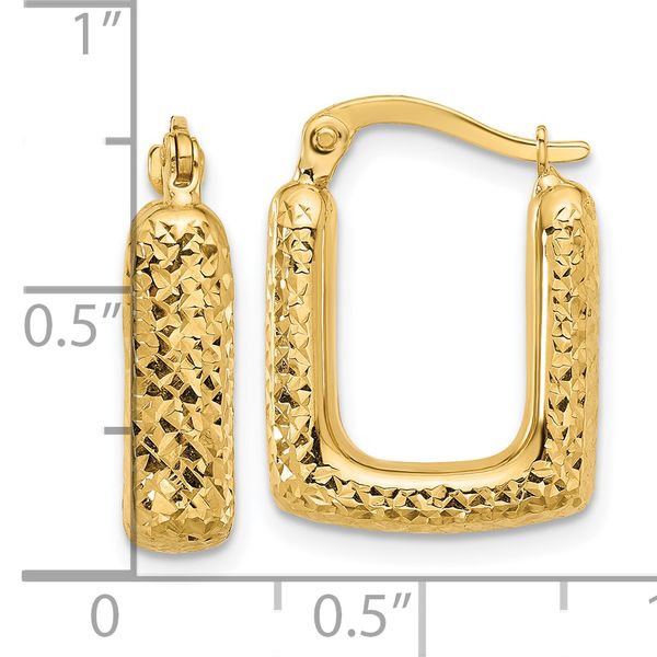 Leslie's 10K Polished and Diamond-cut Square Hoop Earrings Image 3 J. West Jewelers Round Rock, TX