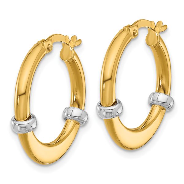 Leslie's 10K Two-tone Polished Hoop Earrings Image 2 L.I. Goldmine Smithtown, NY