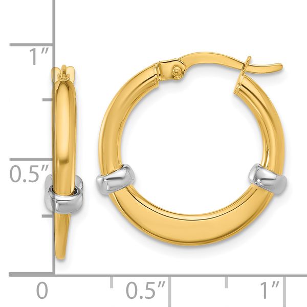 Leslie's 10K Two-tone Polished Hoop Earrings Image 3 W.P. Shelton Jewelers Ocean Springs, MS