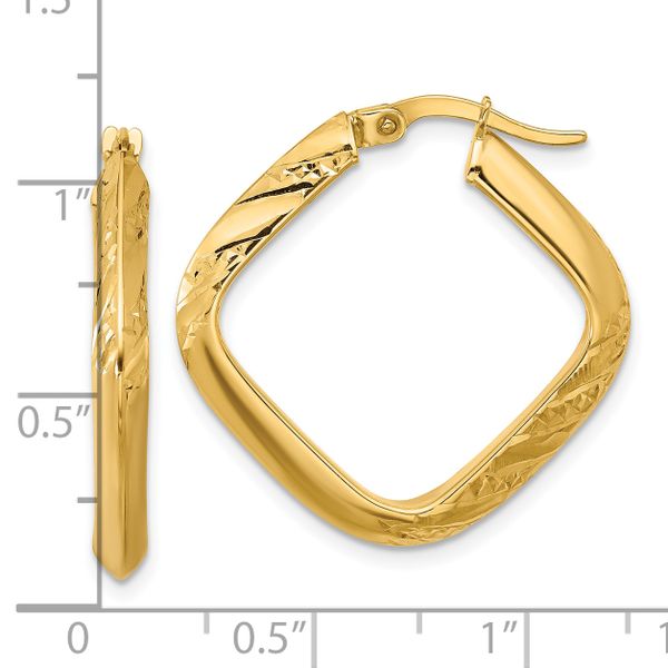 Leslie's 10K Polished and Diamond-cut Square Hoop Earrings Image 3 Arlene's Fine Jewelry Vidalia, GA