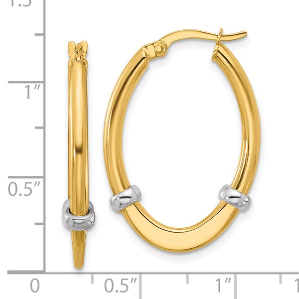 Leslie's 10K Two-tone Polished Oval Hoop Earrings Image 3 Valentine's Fine Jewelry Dallas, PA