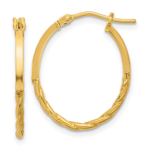 Leslie's 10K Polished Twist Oval Hoop Earrings Ross Elliott Jewelers Terre Haute, IN