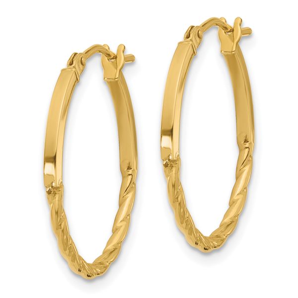 Leslie's 10K Polished Twist Oval Hoop Earrings Image 2 Valentine's Fine Jewelry Dallas, PA