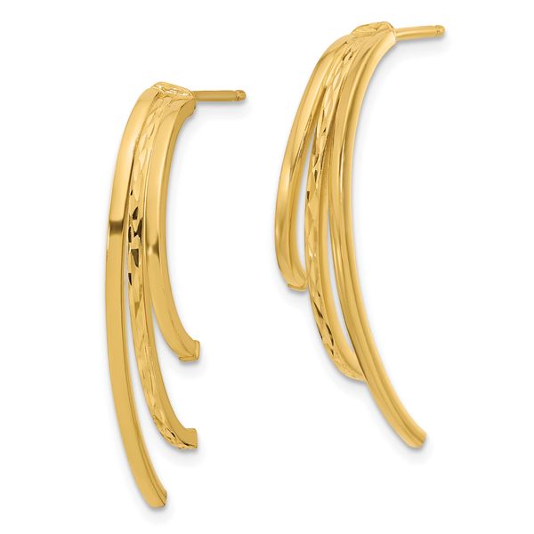 Leslie's 10K Polished and D/C 3-Row Drop Post Earrings Image 2 Ware's Jewelers Bradenton, FL