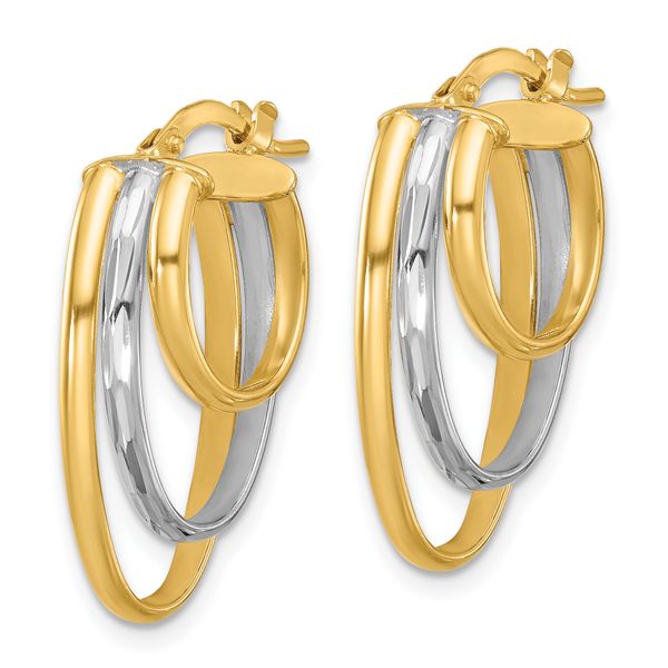 Leslie's 10K W/White Rhodium Polished 3-row Oval Hoop Earrings Image 2 J. Anthony Jewelers Neenah, WI