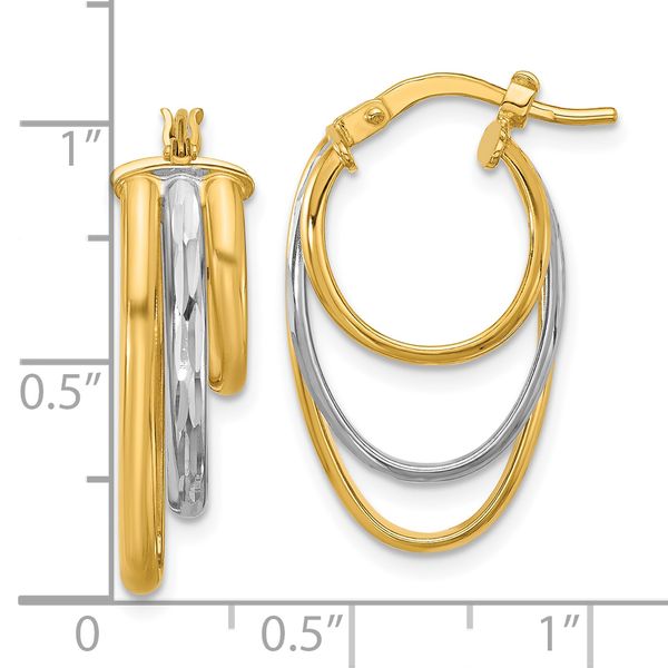 Leslie's 10K W/White Rhodium Polished 3-row Oval Hoop Earrings Image 3 James Douglas Jewelers LLC Monroeville, PA