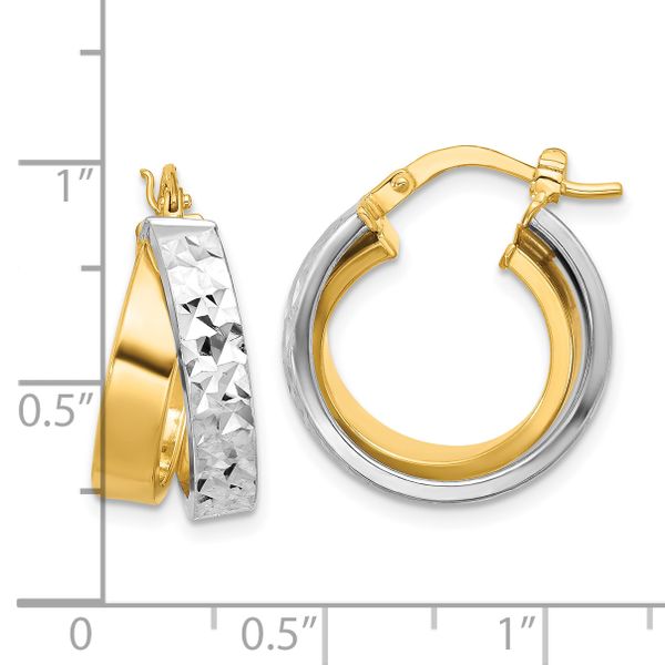 Leslie's 10K W/White Rhodium Polished and Diamond-cut Hoop Earrings Image 3 Valentine's Fine Jewelry Dallas, PA