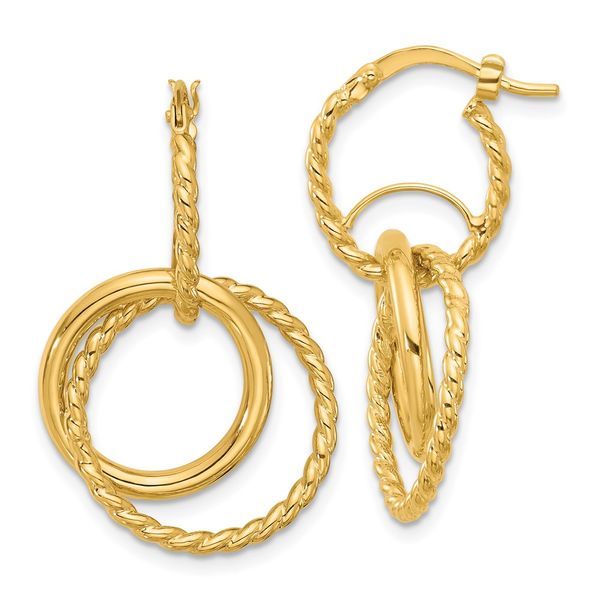Leslie's 10K Polished and Twisted Dangle Circles Hoop Earrings Jayson Jewelers Cape Girardeau, MO