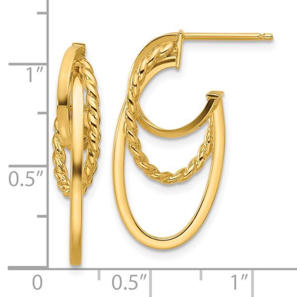 Leslie's 10K Polished and Twisted Oval J-Hoop Post Earrings Image 3 Spath Jewelers Bartow, FL