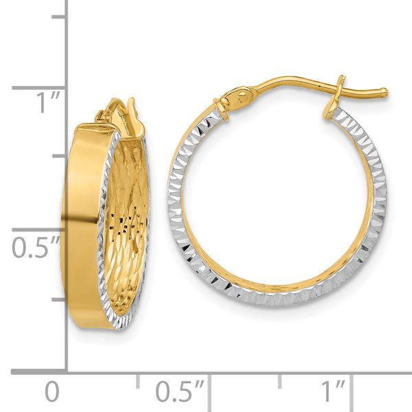 Leslie's 10K W/White Rhodium Polished and Diamond-cut Hoop Earrings Image 3 Jewel Smiths Oklahoma City, OK