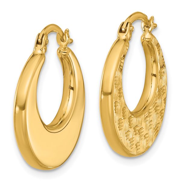 Leslie's 10K Polished and Diamond-cut Fancy Hoop Earrings Image 2 The Hills Jewelry LLC Worthington, OH