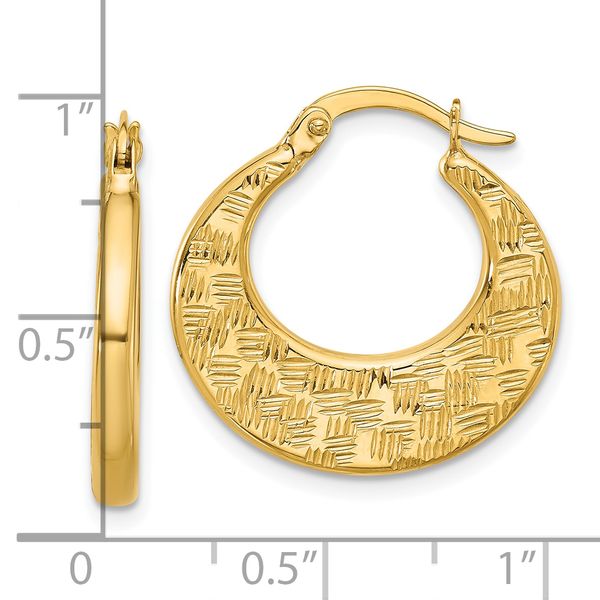 Leslie's 10K Polished and Diamond-cut Fancy Hoop Earrings Image 3 John E. Koller Jewelry Designs Owasso, OK