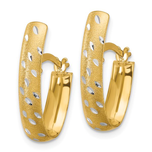 Leslie's 10K w/Rhodium Polished/Satin/Diamond-cut Fancy Hoop Earrings Image 2 Thomas A. Davis Jewelers Holland, MI