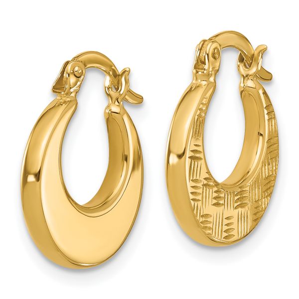 Leslie's 10K Polished and Diamond-cut Fancy Hoop Earrings Image 2 L.I. Goldmine Smithtown, NY