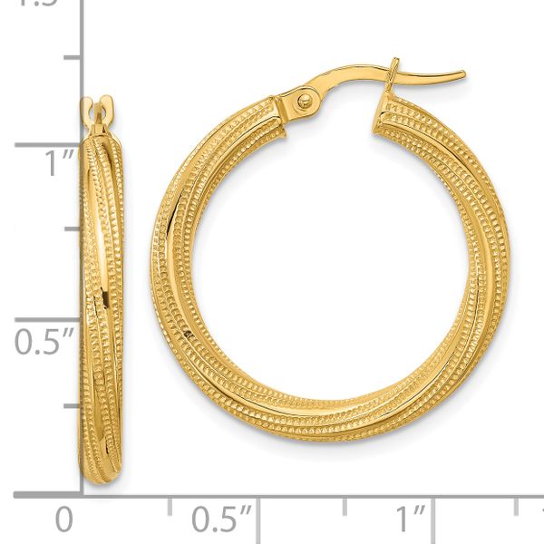 Leslie's 10k Polished and Textured Twisted Tube Hoop Earrings Image 3 Graham Jewelers Wayzata, MN