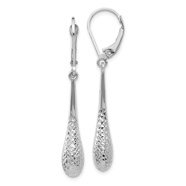 Leslie's 10K White Gold Polished and D/C Leverback Earrings