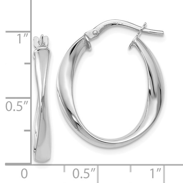 Leslie's 10K White Gold Polished Hoop Earrings Image 3 Falls Jewelers Concord, NC