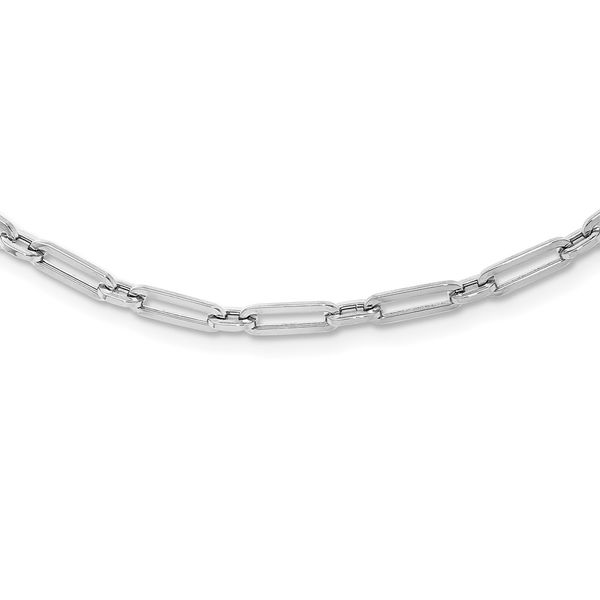 Leslie's 10K White Gold Polished Flat Oval Link Necklace The Hills Jewelry LLC Worthington, OH