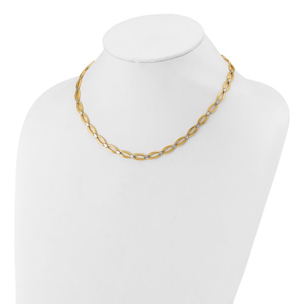 Leslie's 10K w/Rhodium Fancy Link Necklace Image 3 JMR Jewelers Cooper City, FL