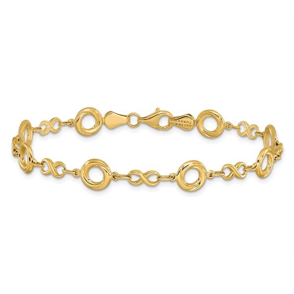 Leslie's 10K Polished Textured Infinity Link Bracelet Image 3 The Hills Jewelry LLC Worthington, OH