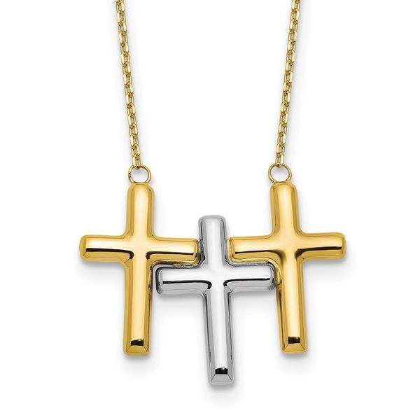 3 Diamonds 334 Pendant Necklaces Cloves Cross Necklace Platinum Zircon Cross  - Silver