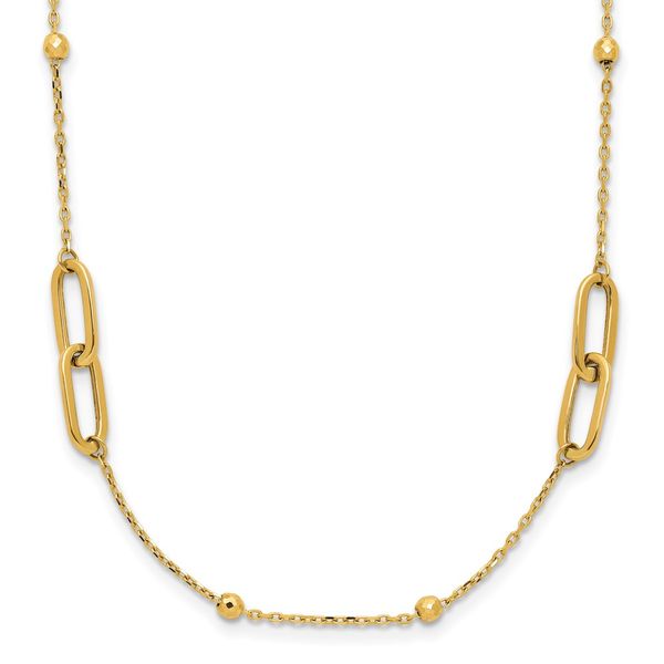 Leslie's 10K Polished and Dia-cut Fancy Link w/Beads w/2in ext. Necklace Jewel Smiths Oklahoma City, OK