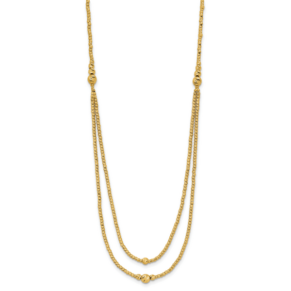 Leslie's 10K Polished and Diamond-cut beads 2-Strand Necklace Image 2 L.I. Goldmine Smithtown, NY