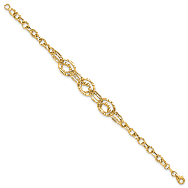 Leslie's 10K Polished and Textured Fancy Link Bracelet Image 2 Dondero's Jewelry Vineland, NJ