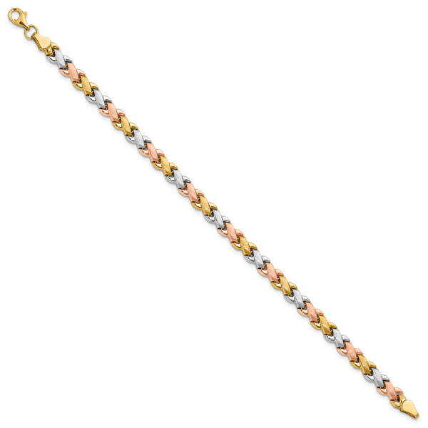Leslie's 10K Two-tone w/Wht Rhodium Polished/Satin Fancy Link Bracelet Image 2 Dondero's Jewelry Vineland, NJ