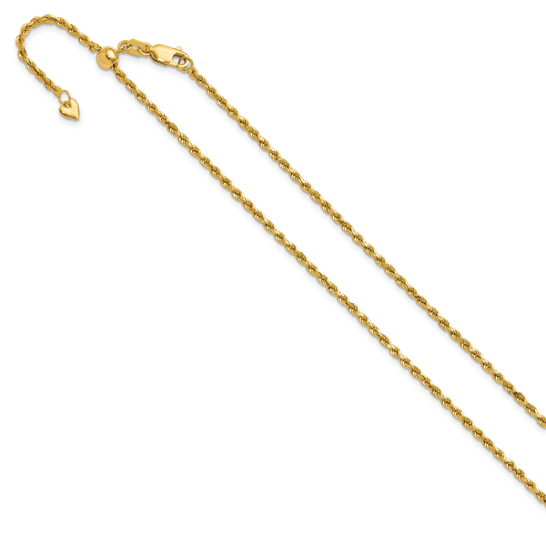 Leslie's 14K Adjustable 2mm D/C Rope Chain Image 2 Atlanta West Jewelry Douglasville, GA