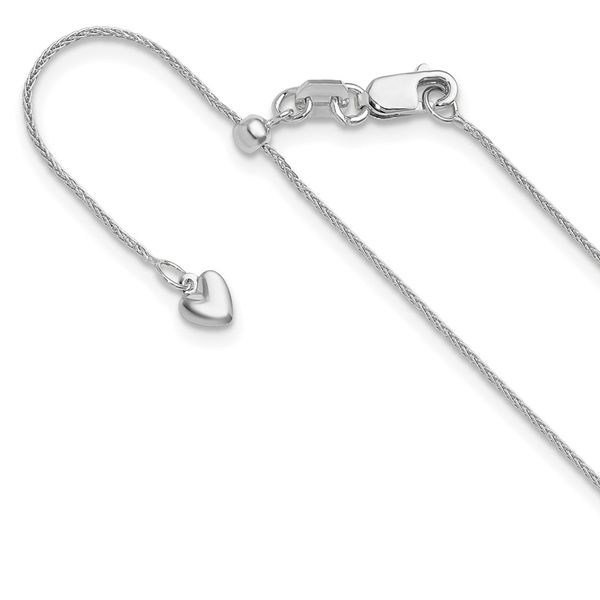 Adjustable Solid Chain Necklace 14K White Gold 20