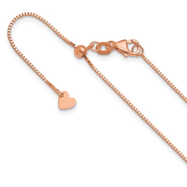 Leslie's 14K Rose Gold Adjustable .8mm Box Chain Peran & Scannell Jewelers Houston, TX