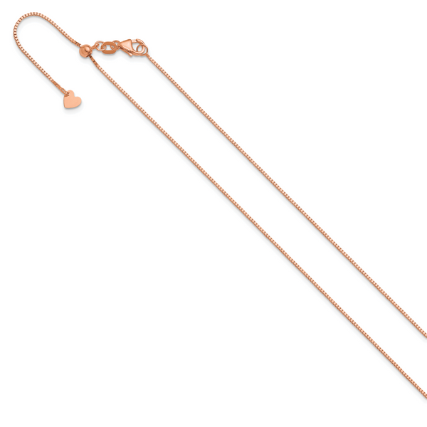 Leslie's 14K Rose Gold Adjustable .8mm Box Chain Image 2 Carroll's Jewelers Doylestown, PA