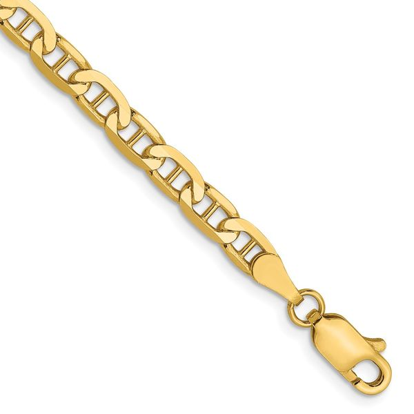 14K Yellow Gold 5.25mm Concave Anchor Chain Bracelet