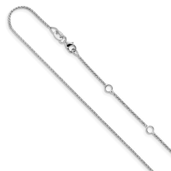 14K White Gold 1mm D/C Open Franco 1in+1in Adjustable Chain Johnson Jewellers Lindsay, ON