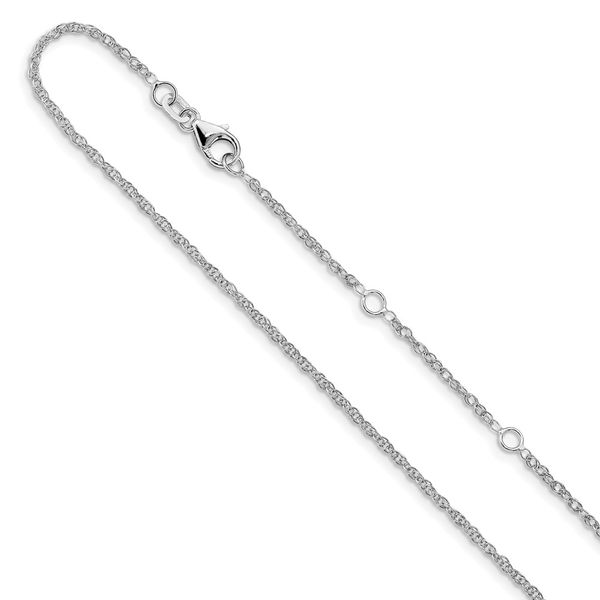 Leslie's 14k White Gold 1.5mm D/C Loose Rope 1in+1in Adjustable Chain Diamond Design Jewelers Somerset, KY