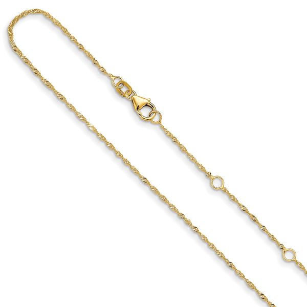 14K Leslie's 1.25mm Singapore 1in+1in Adjustable Chain L.I. Goldmine Smithtown, NY
