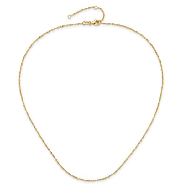 14K Leslie's 1.25mm Singapore 1in+1in Adjustable Chain Image 3 Cone Jewelers Carlsbad, NM