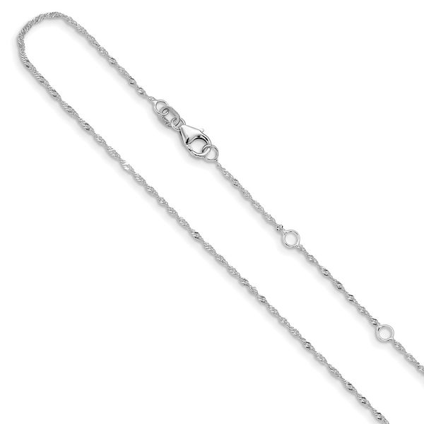 14K Leslie's White Gold  1.25mm Singapore 1in+1in Adjustable Chain Johnson Jewellers Lindsay, ON