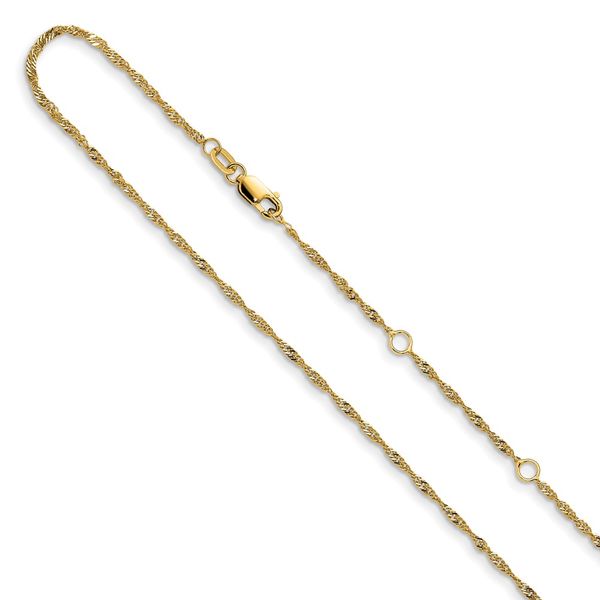 Leslie's 14K 1.5mm Singapore 1in+1in Adjustable Chain L.I. Goldmine Smithtown, NY