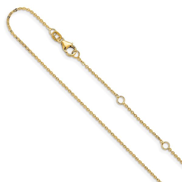 Leslie's 14k 1.2mm Flat Cable 1in+1in Adjustable Chain Brummitt Jewelry Design Studio LLC Raleigh, NC
